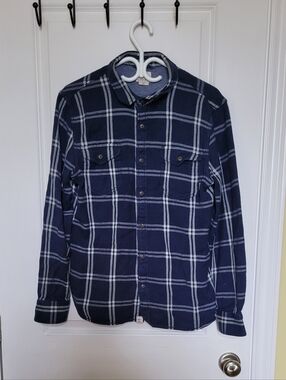 Vans shirt blue white plaid button down men's casual cotton skater grunge